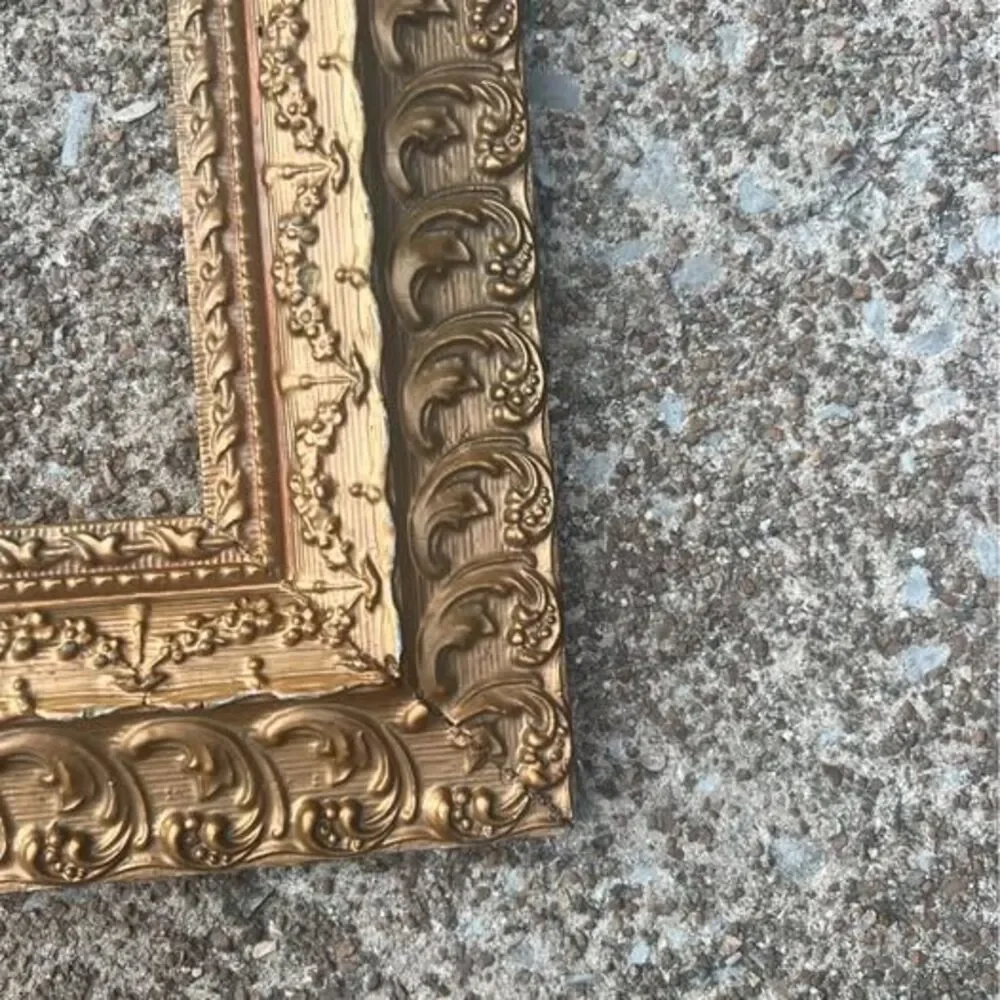 Pair of Wooden Vintage Frames | Romantic Ornate Carved Wood Golden Picture Frame